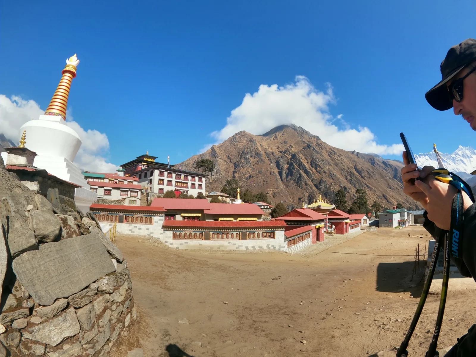 Tengboche monastery and its stupa beneath Himalayan peaks